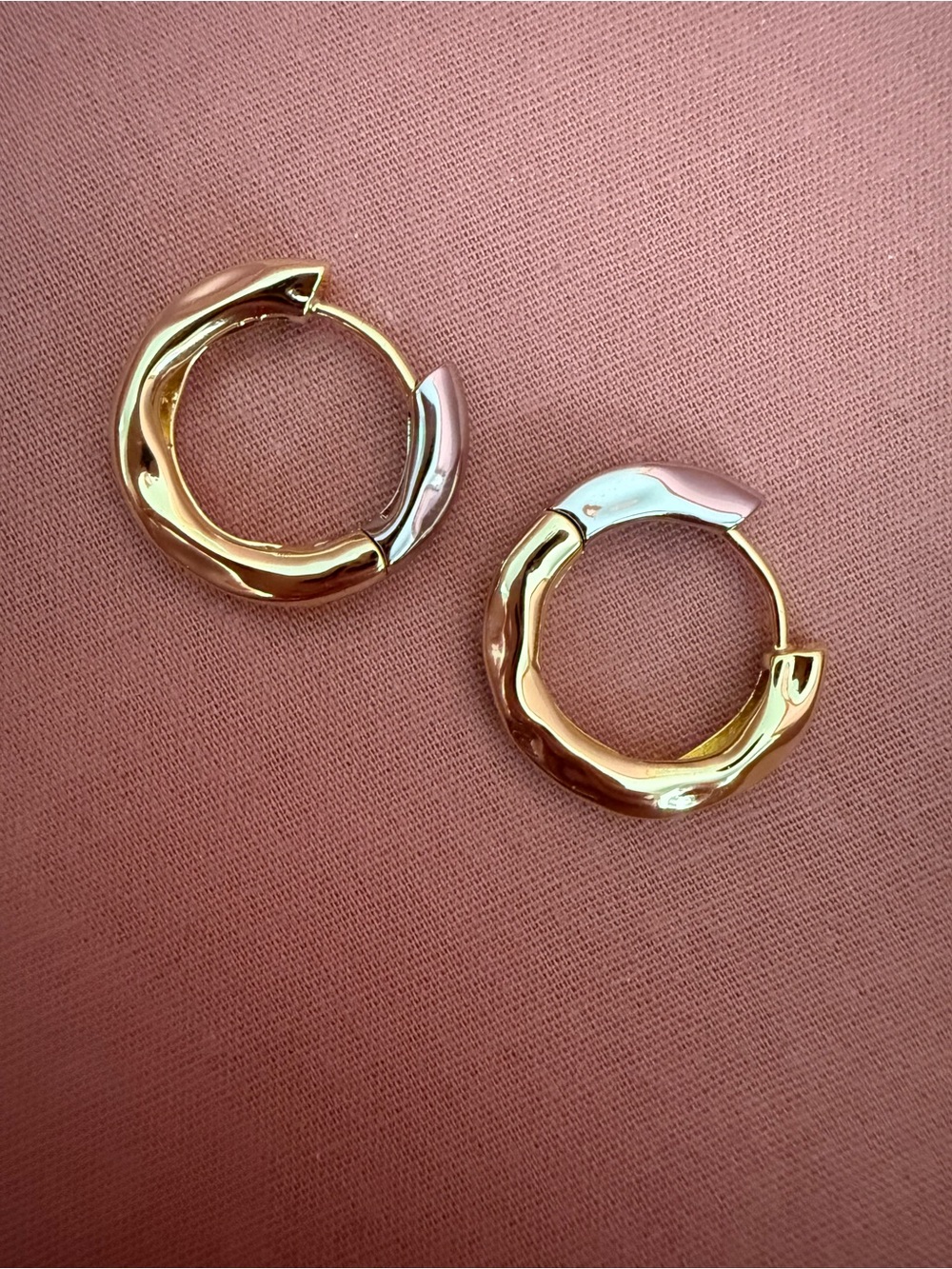 MACHEte Petite Wavy Mixed Metal Hoop Earrings Gold Silver NWOT